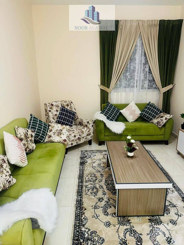 Furnished apartments for rent in Sharjah / Al Taiwan / one room, hall and 2 bathrooms with