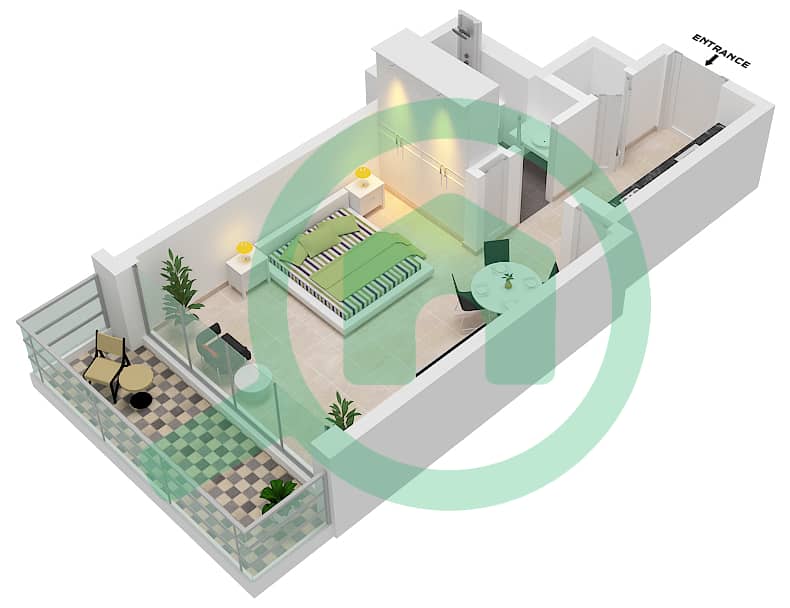 Floor plans for Type/unit C05 Studio Apartments in Peninsula Four The Plaza Bayut Dubai