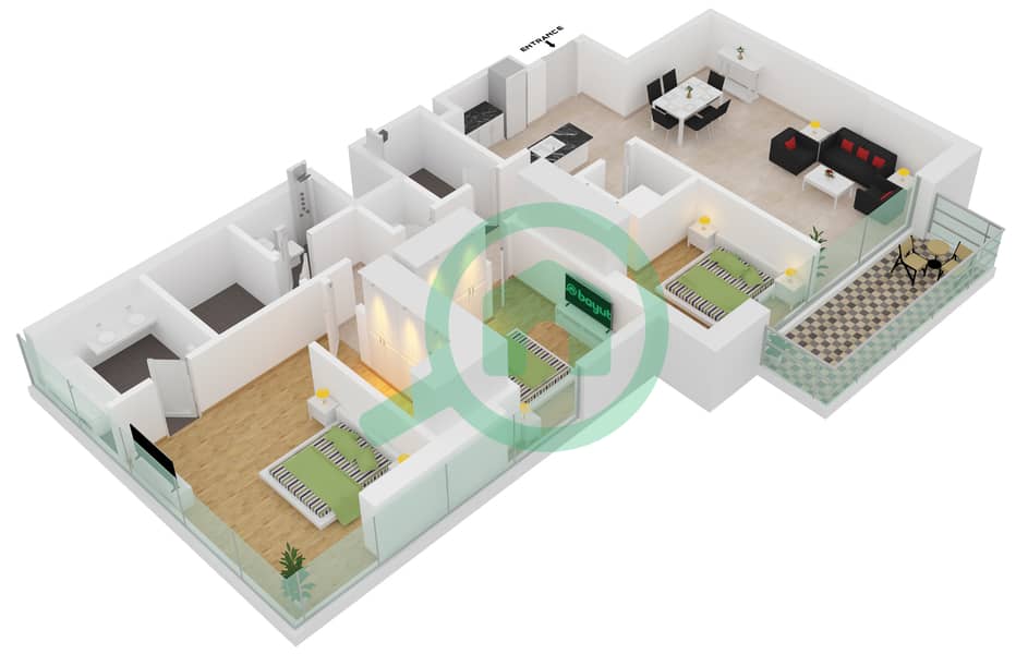 Floor plans for Unit 8FLOOR 16,27,29,38 3bedroom Apartments in Act