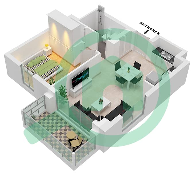 Floor plans for Unit 2FLOOR 1011 1bedroom Apartments in Bayshore 3
