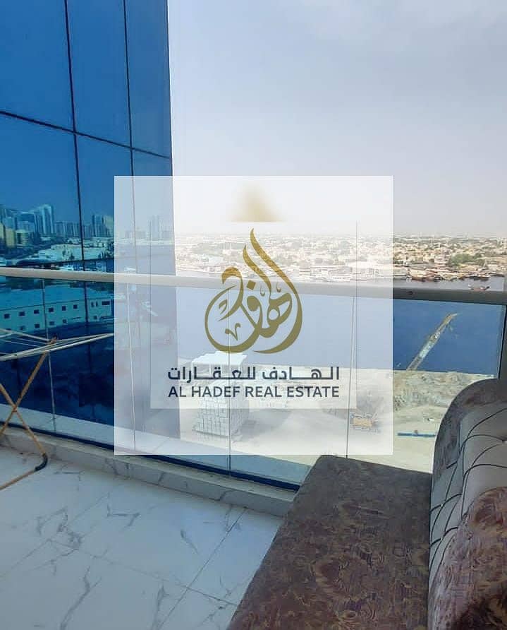 For rent in Ajman, two rooms and a furnished hall, for monthly rent