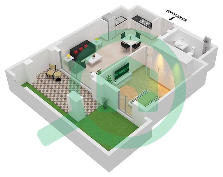 Floor plans for Unit 5 FLOOR 1 1bedroom Apartments in Bayshore 3
