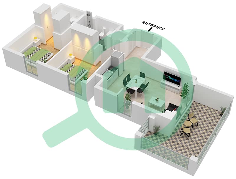 Floor plans for Unit 6 FLOOR 211 2bedroom Apartments in Bayshore 3