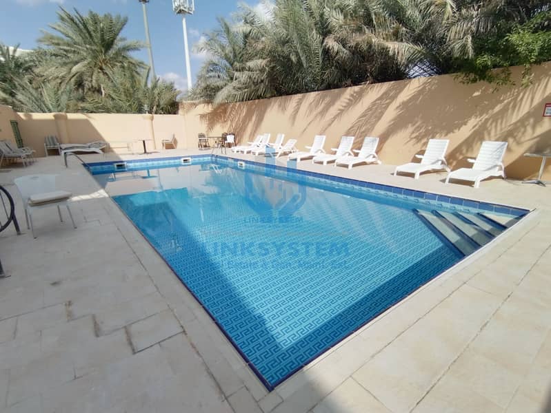 SPACIOUS 2BHK SWIMMING POOL GYM BALCONY IN SAROOJ AL AIN FOR