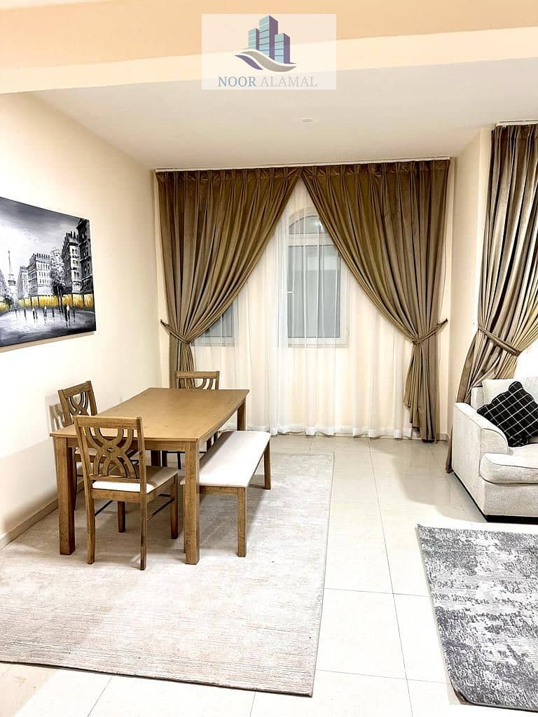 For rent in Sharjah, a bedroom, a large hall, two bathrooms, luxurious