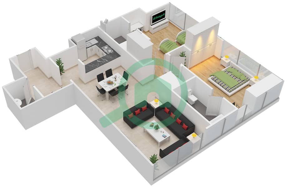 Floor plans for Unit 1,8 FLOOR 3034 2bedroom Apartments in The Gate