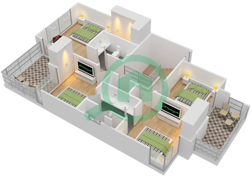 Floor plans for Type/unit 3/3E 5bedroom Townhouses in Maple At Dubai