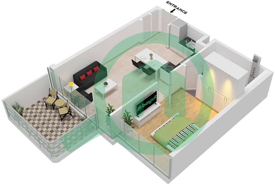 Floor plans for Type/unit B/UNIT 1 FLOOR 724,2651 1bedroom
