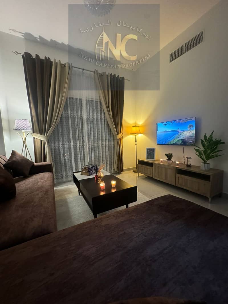 Two rooms and a hall, first tenant, furnished in Ajman, Corniche area