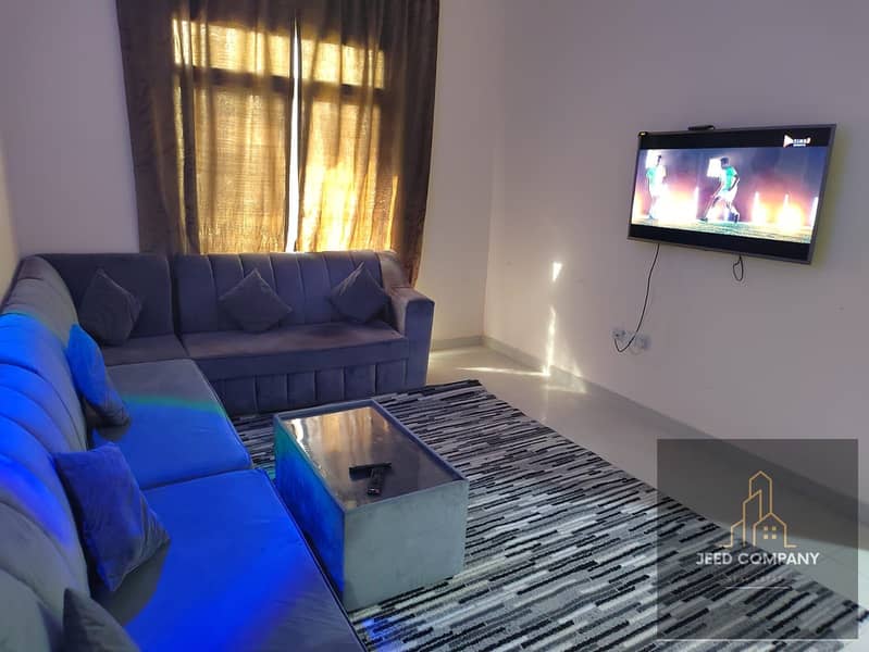 Furnished apartment for rent in Ajman, Al Rashidiya area, behind Al