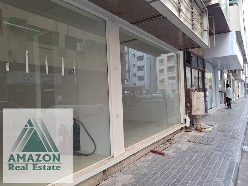 For rent a shop with two doors next to AlKhalij AlArabi Street, Al