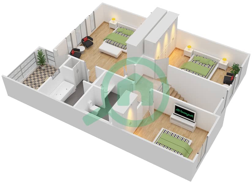 Floor plans for Type 3M 3bedroom Villas in The Springs 15 Bayut Dubai
