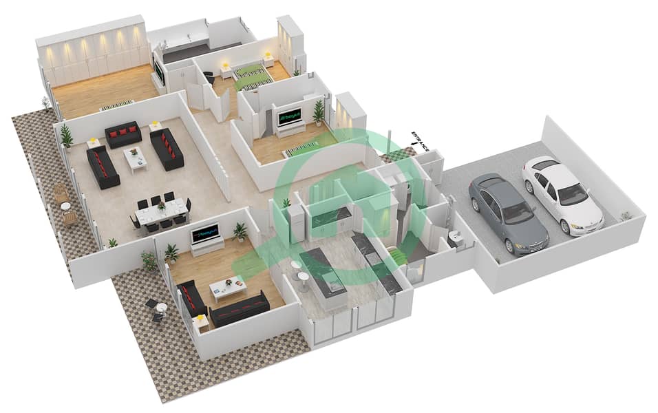 Floor plans for Type 1 3bedroom Villas in Saheel 2 Bayut Dubai