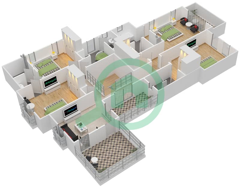 Floor plans for Type 4 5bedroom Villas in Rosa Bayut Dubai