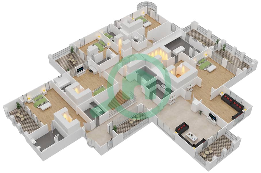 Floor plans for Type K 6bedroom Villas in Saadiyat Beach Villas
