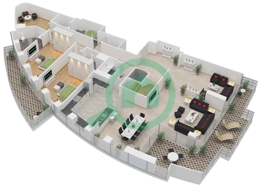 Floor plans for Unit 1 5bedroom Apartments in Burj Vista 1 Bayut Dubai