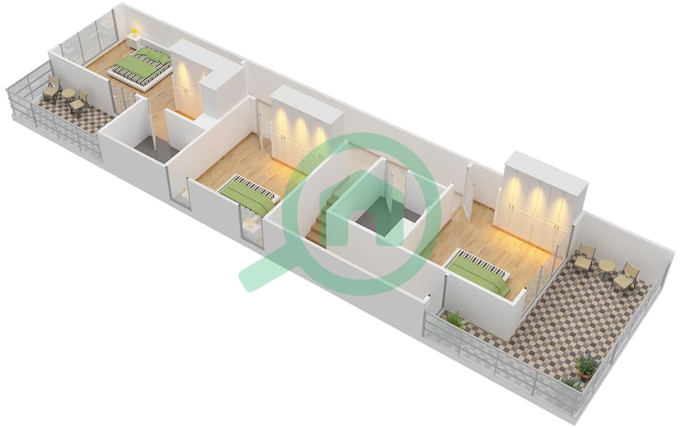 Floor plans for Type A 3bedroom Apartments in Amazonia Bayut Dubai
