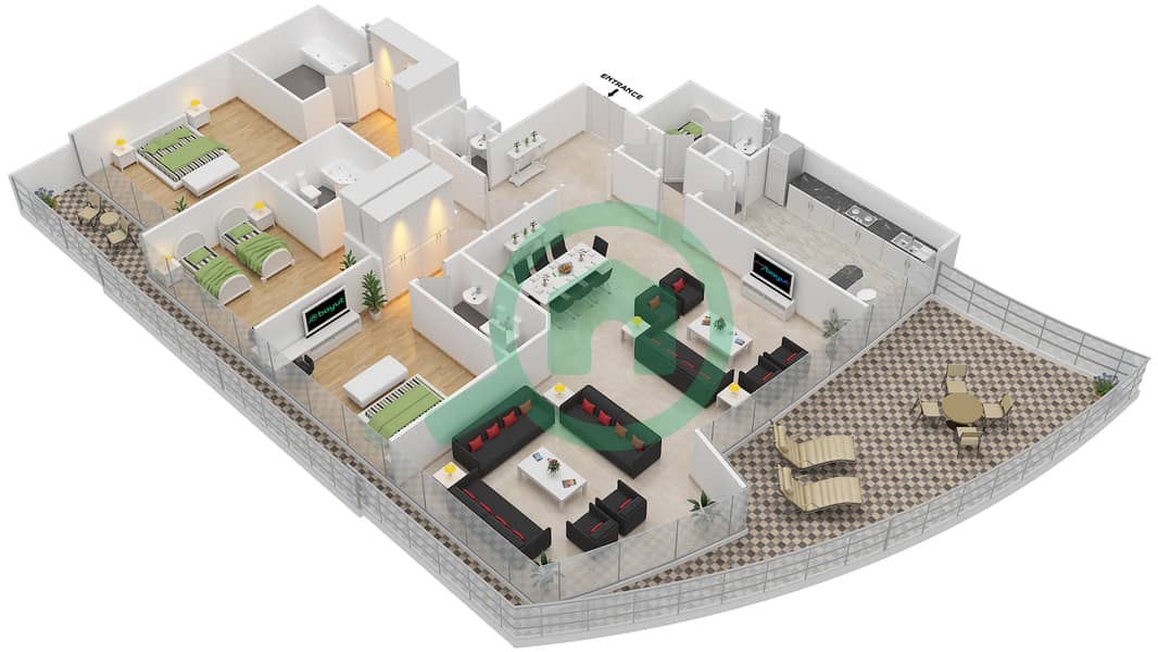 Floor plans for Type A 3bedroom Apartments in Marina Mansions Bayut