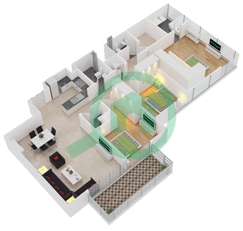 Floor plans for Unit 8 FLOOR 1830,3244 3bedroom Apartments in Act
