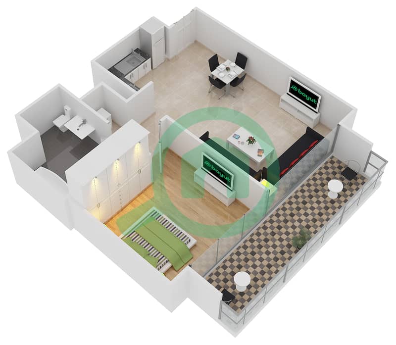 Floor plans for Unit 4 FLOOR 615 1bedroom Apartments in Act One Act