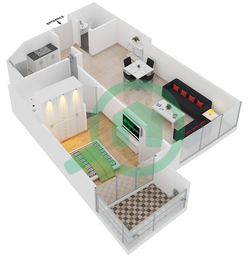 Floor plans for Unit 2,7 1bedroom Apartments in Kempinski The