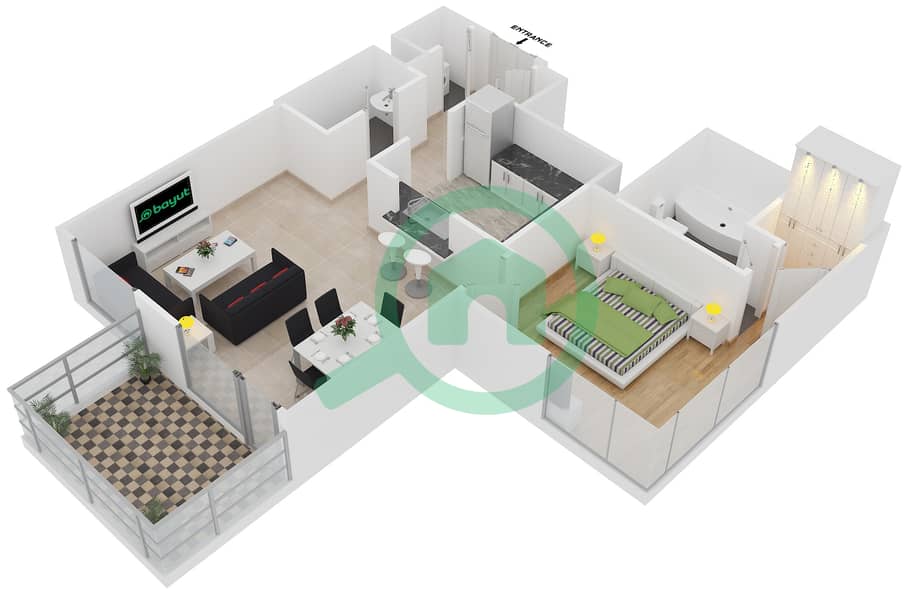 Floor plans for Suite 2 FLOOR 632 1bedroom Apartments in 29 Boulevard