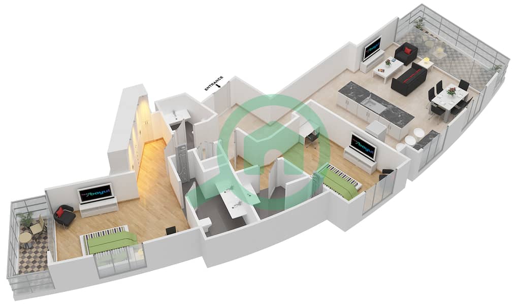 Floor plans for Unit 1, 5, 7 FLOOR 0321,2353 2bedroom Apartments in