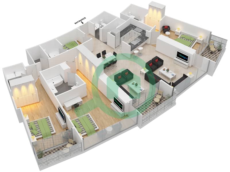 Floor plans for Unit 3 FLOOR 24,26 3bedroom Apartments in The Address Fountain Views 2 Bayut