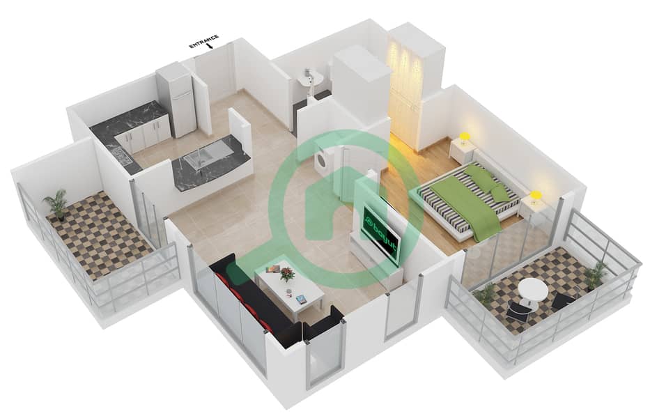 Floor plans for Suite 7 FLOOR 25 1bedroom Apartments in Standpoint