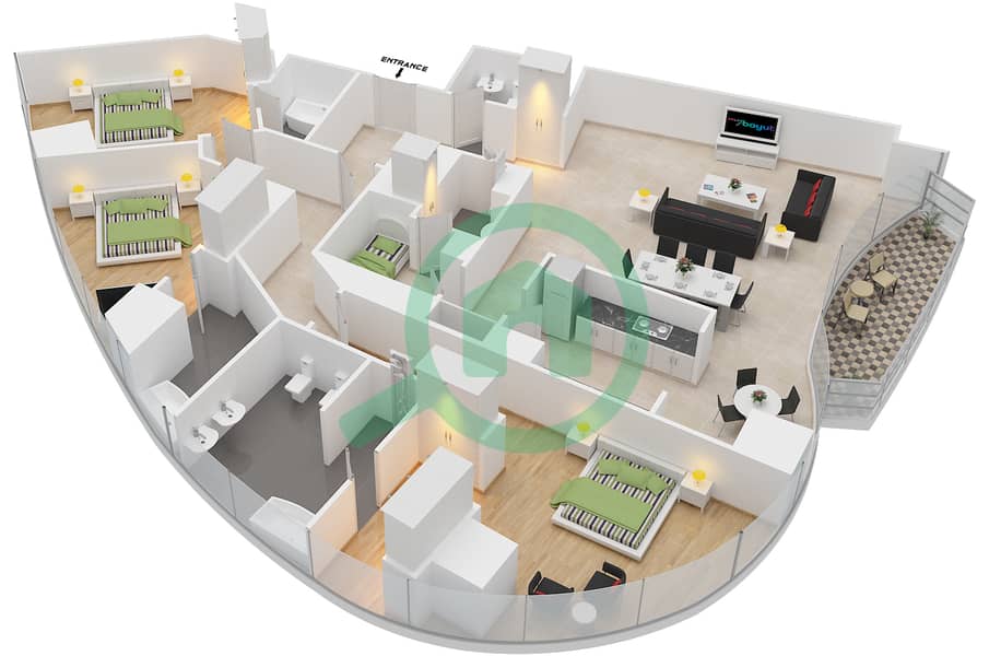 Floor plans for Unit 2,6 / FLOOR 1743 3bedroom Apartments in The