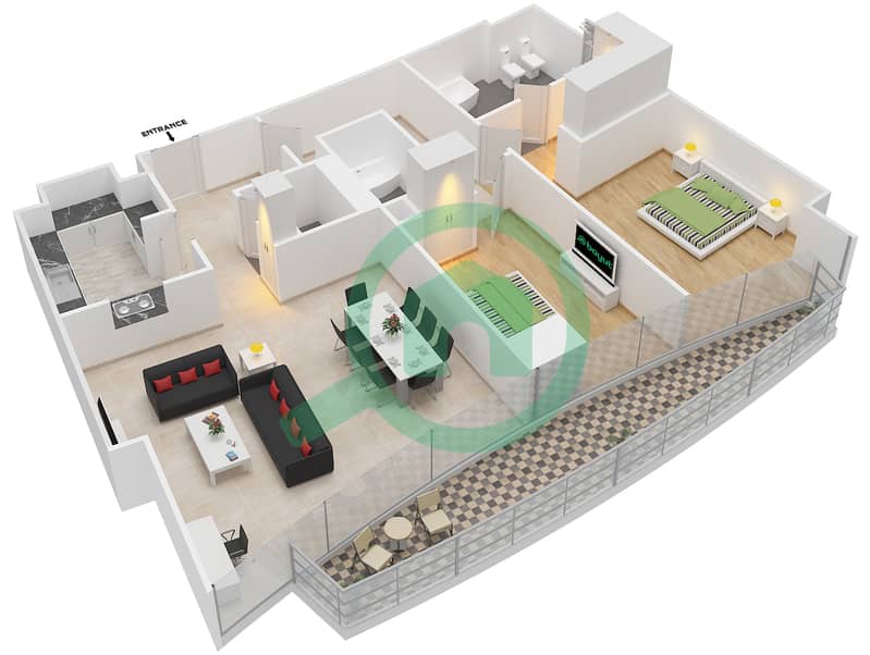 Floor plans for Unit 3 / FLOOR 1743 2bedroom Apartments in The