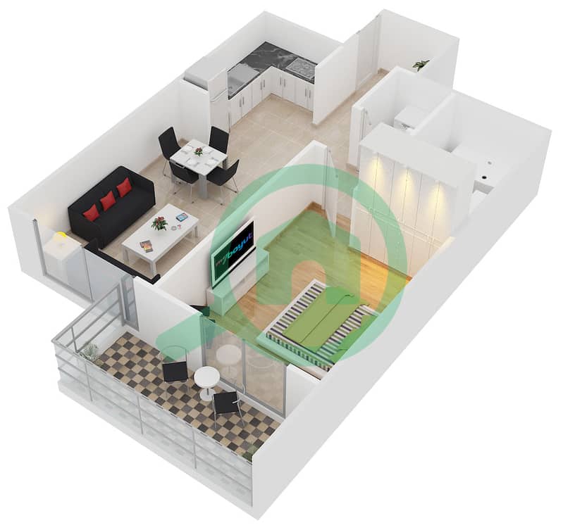 Floor plans for Type H/N 1bedroom Apartments in Mayfair Residency