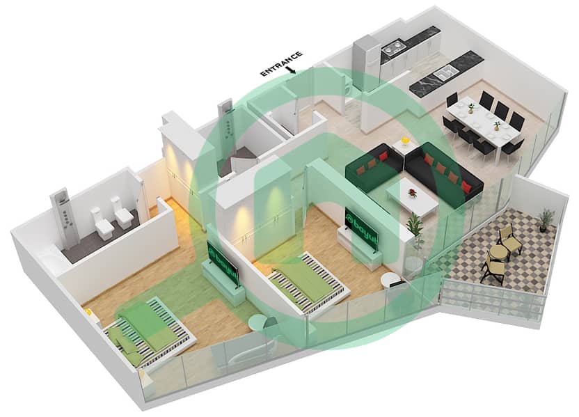 Floor plans for Type 01/FLOOR 1827 2bedroom Apartments in Stella