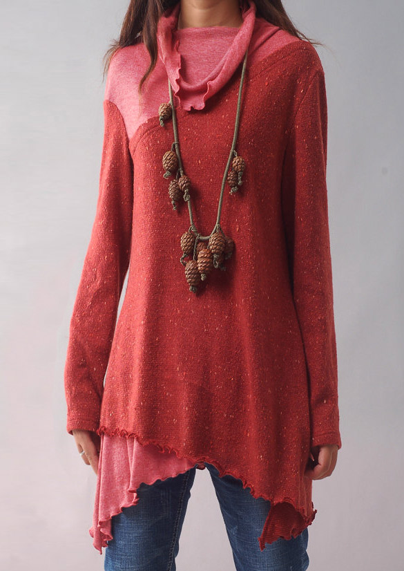 FaceLayered Turtleneck Sweater without Necklace Bellelily
