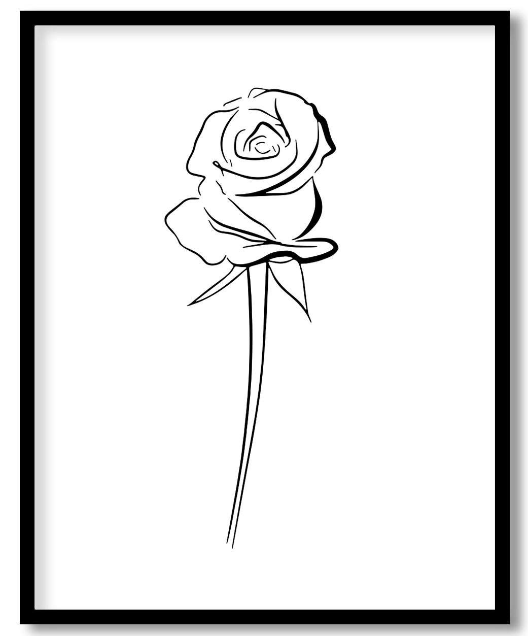 Minimalistic line drawing rose Wall Art, Hanging Wall Decor, Home