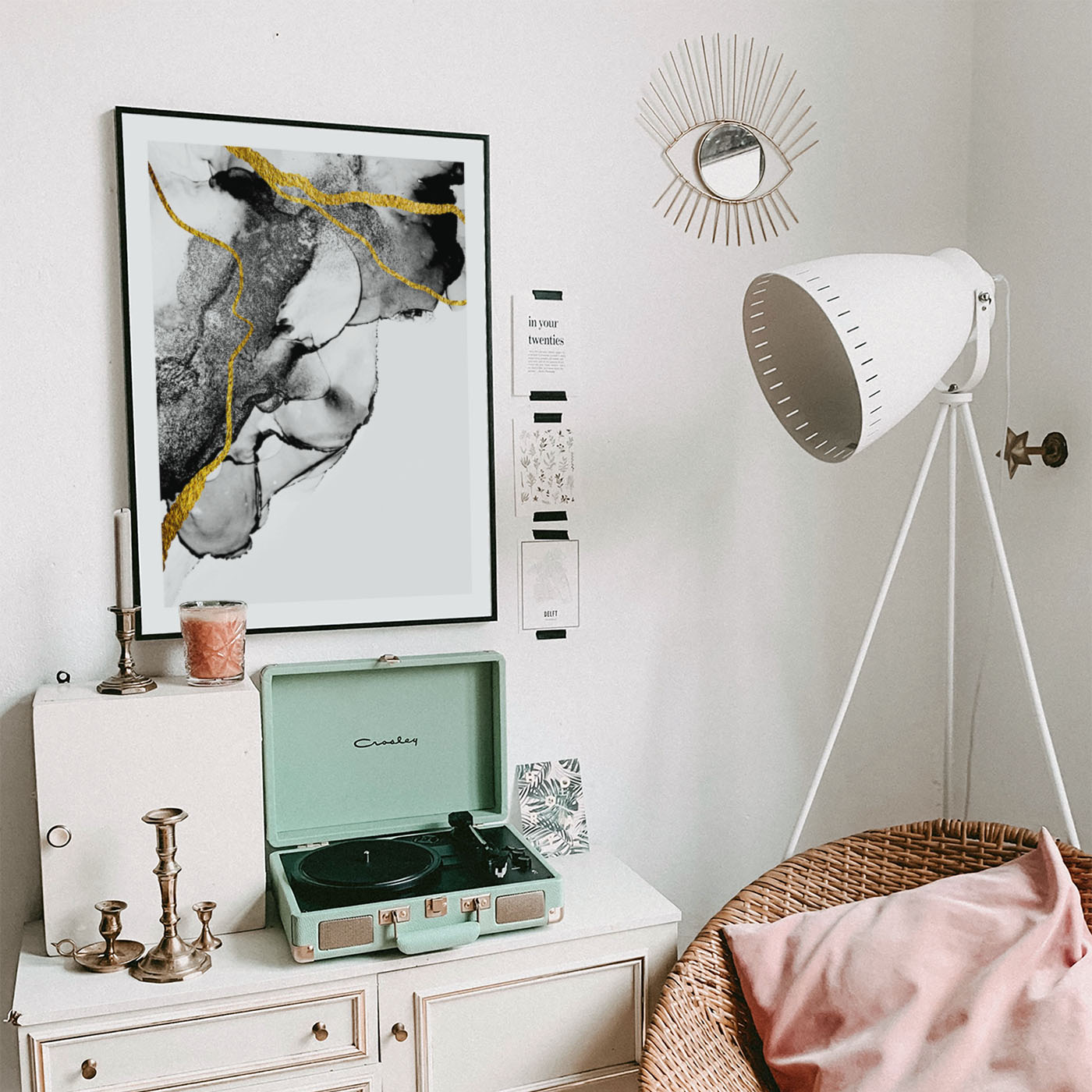 Abstract golden ink black painting Wall Art, Hanging Wall Decor, Home