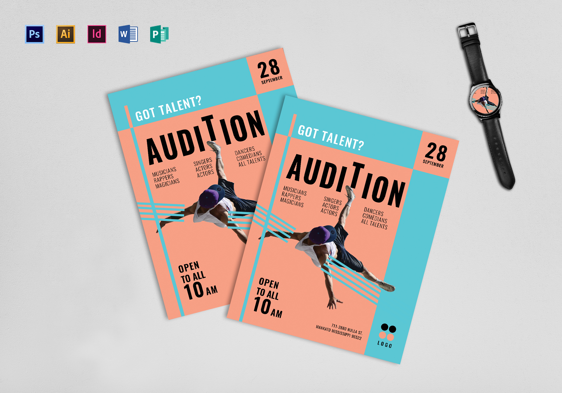 Audition Flyer Design Template in PSD, Word, Publisher