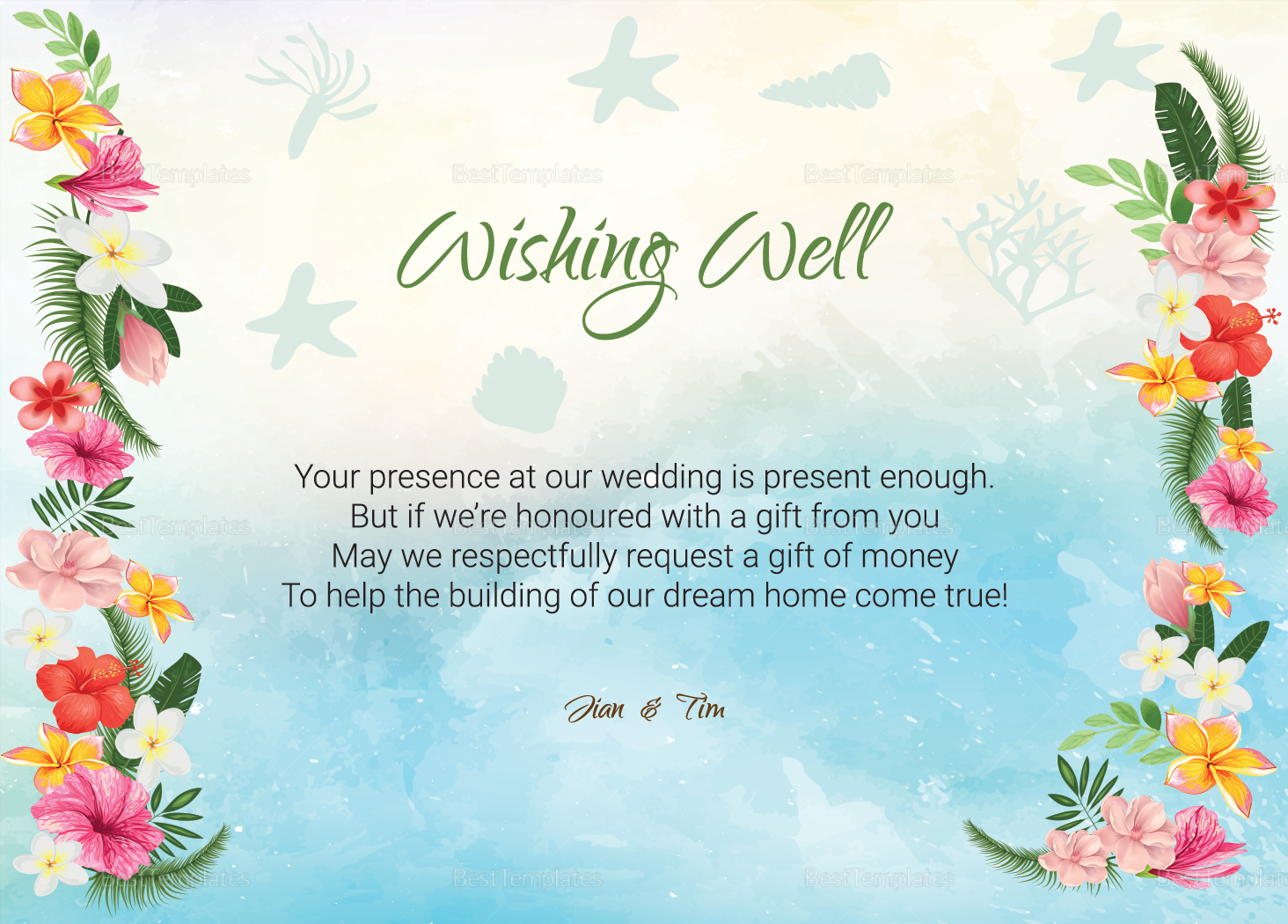 Beach Wishing Well Card Template in PSD, Word, Publisher, Illustrator