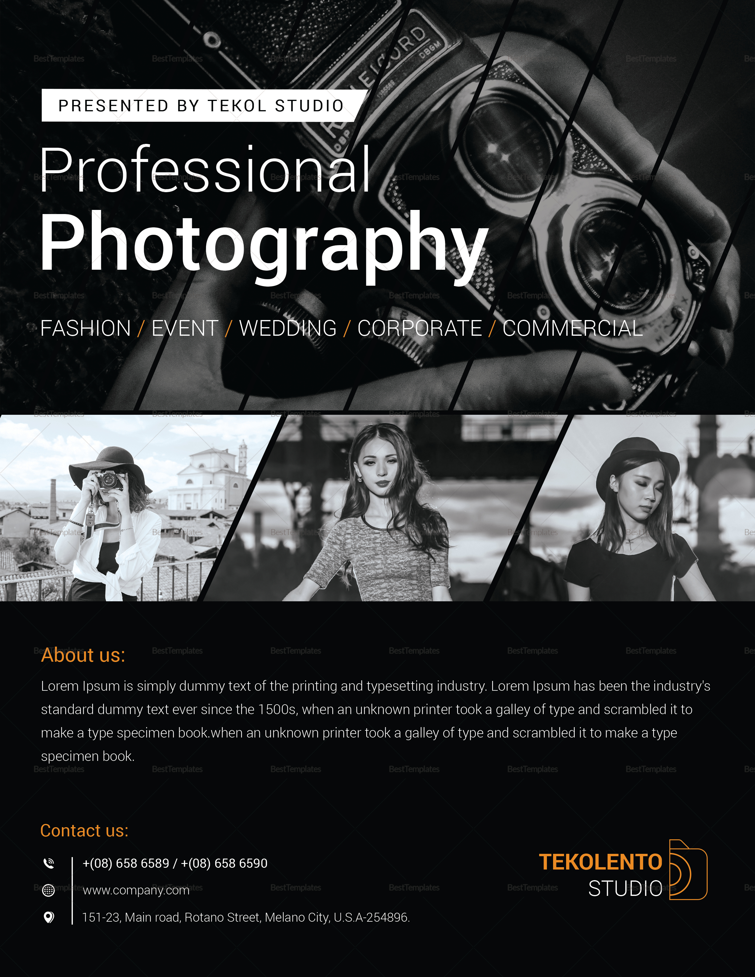 Model Photography Flyer Design Template in Word, PSD
