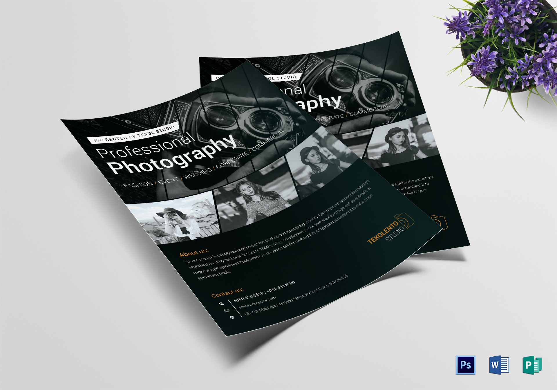 Model Photography Flyer Design Template in Word, PSD