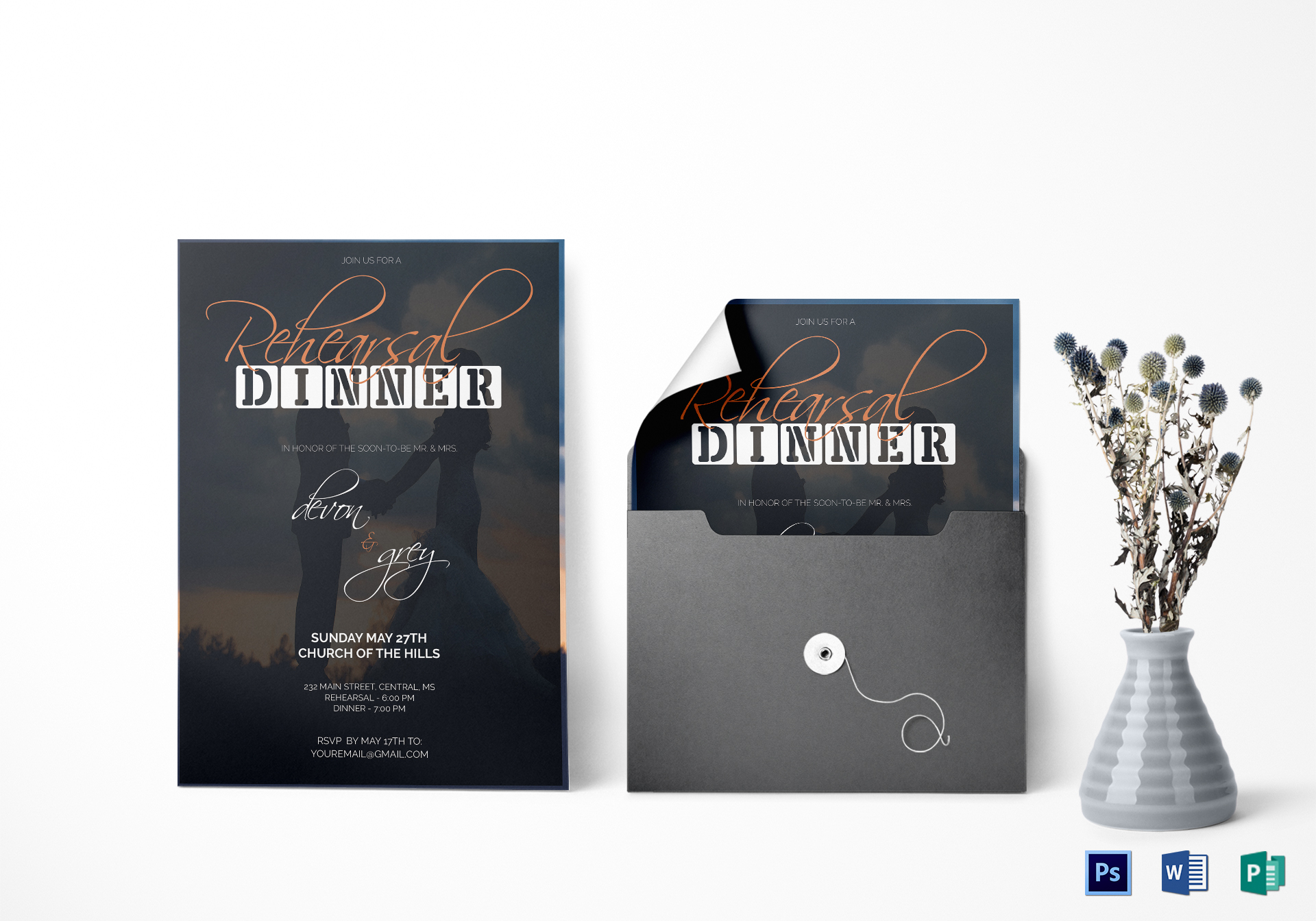 Wedding Dinner Invitation Card Design Template in Word, PSD, Publisher