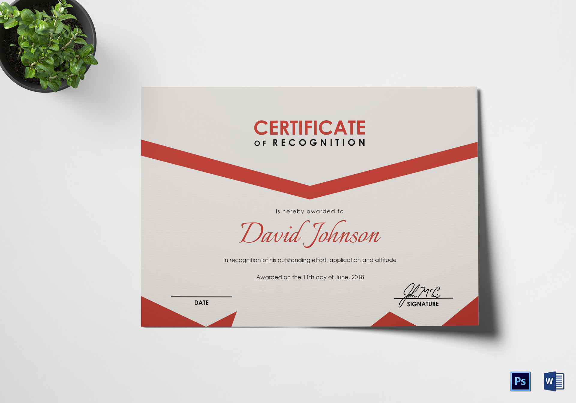 Boxing Recognition Certificate Design Template in PSD, Word