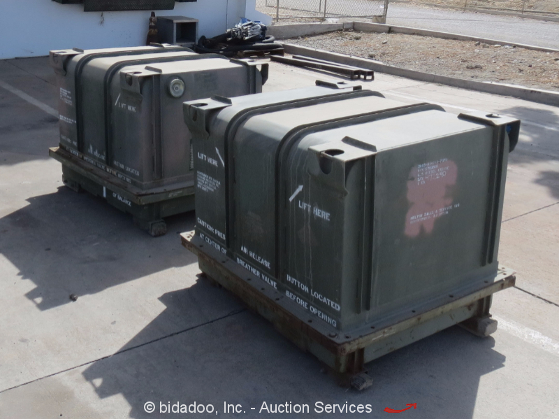 Lot of (2) Heavy Duty Steel Engine Storage Shipping Box Crate bidadoo