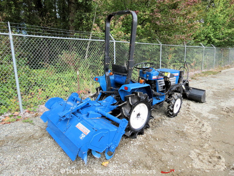 Iseki TU1600 Tractor 4WD 6Spd Diesel PTO 52" Rear Tine 40" Front Bucket Ag Farm