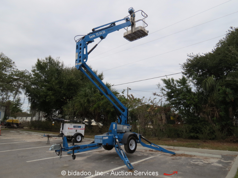 2011 Genie TZ34/20 34' Electric Towable Boom Lift Man Aerial Platform