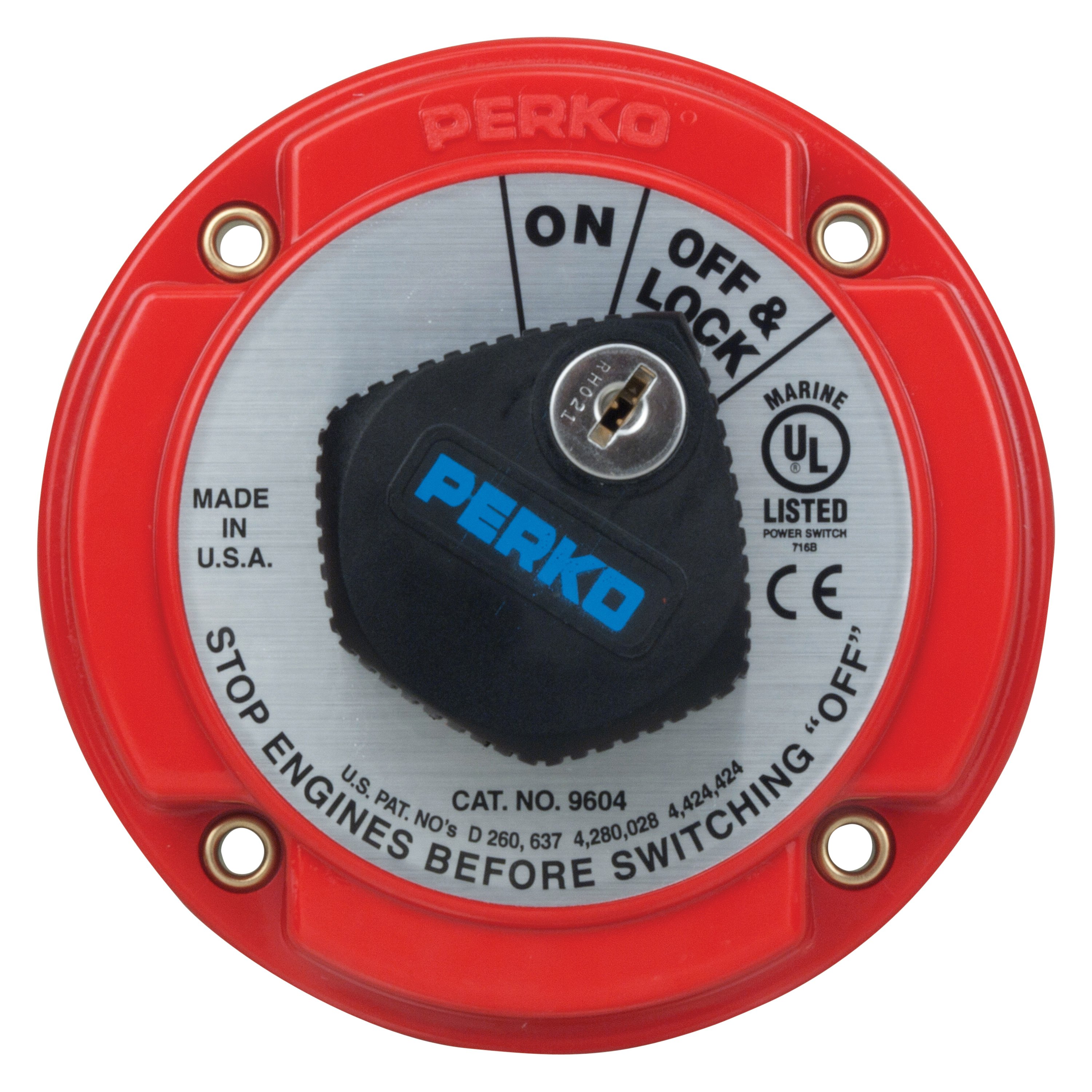 Perko® 9604DP 2Way 250A 50V Disconnect Battery Switch with AFD & Key
