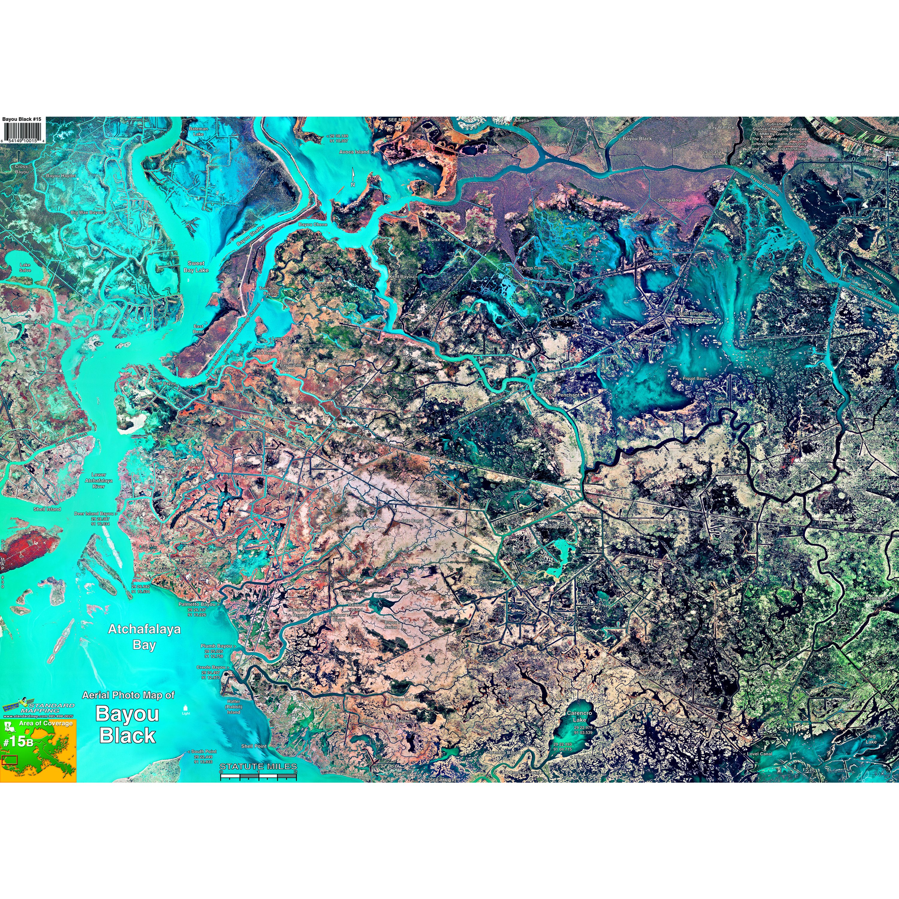 Bayou Black Louisiana Map Standard Map® M015 Bayou Black Laminated Map