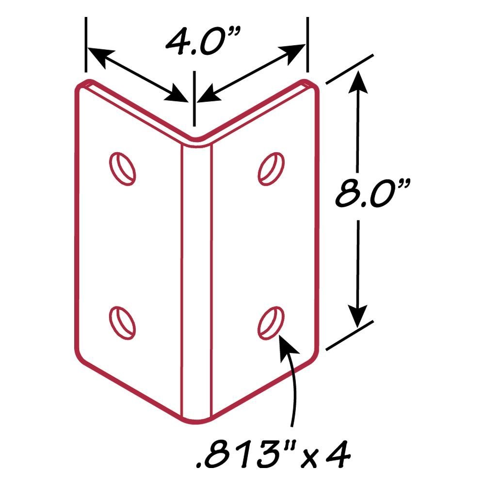 Tie Down Engineering® 26397 4" L x 8" H Galvanized Steel Angle Clip with 4 Holes