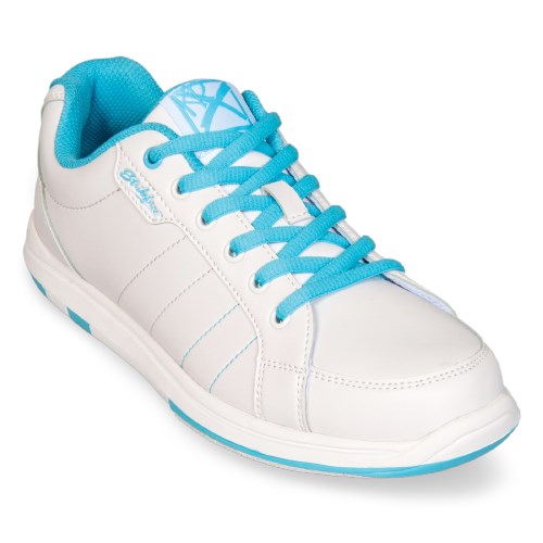 KR Strikeforce Womens Satin White/Aqua Wide Width Bowling Shoes + FREE