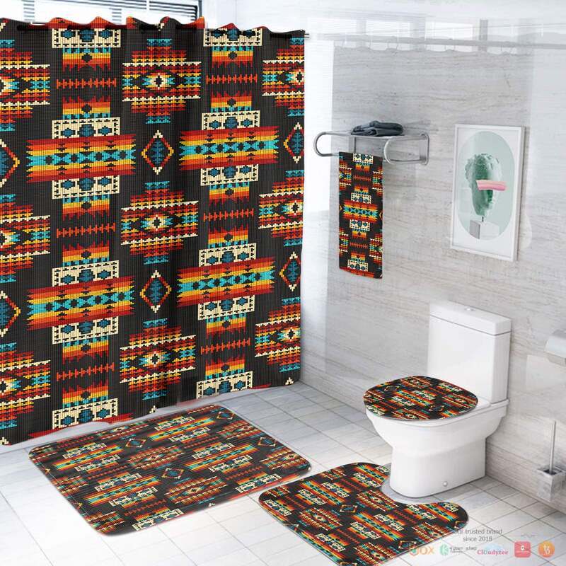 NEW Black Pattern Native Native American Bathroom Set Express your